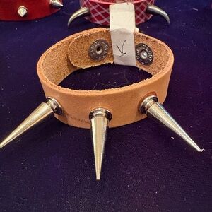 Tan Leather Spike Bracelet Handmade new